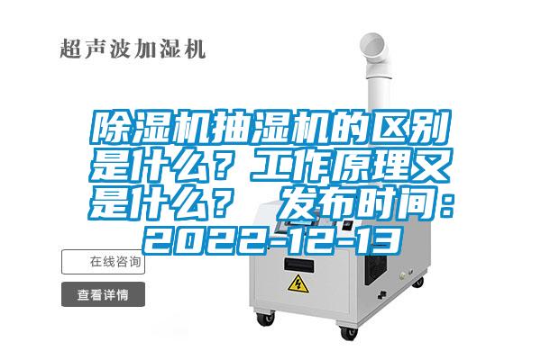 除濕機抽濕機的區別是什么?工作原理又是什么? 發布時間:2022-12-13